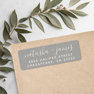 Grijs Stijlvol Script Bruiloft Retouradres Etiket