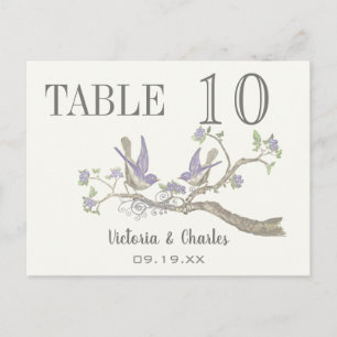 Grijs & Stoffig Paarse Tortelduifjes Tafelnummer