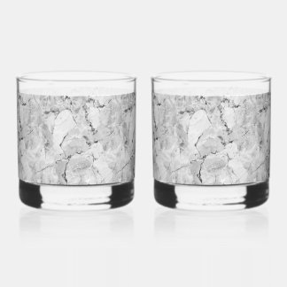 Grijs "Stone Mosaic Cascade" Marmeren Textuur Fles Whisky Glas