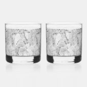 Grijs "Stone Mosaic Cascade" Marmeren Textuur Fles Whisky Glas (Links)