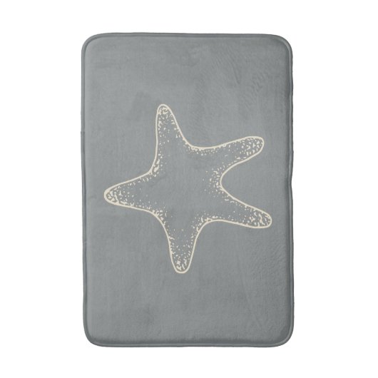 Grijs strand zeesterren nautische badkamer vloerkl badmat (Voorkant Verticaal)