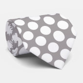 Grijs Stropdas met witte poka Dots Retro (Opgerold)