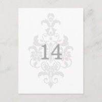 Grijs Subtiel Damask Tafelnummer Briefkaart