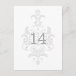 Grijs Subtiel Damask Tafelnummer Briefkaart