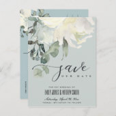 GRIJS SUBTLE IVORY WHITE FLORAL BUNCH BEWAREN DE D AANKONDIGINGSKAART (Voorkant / Achterkant)