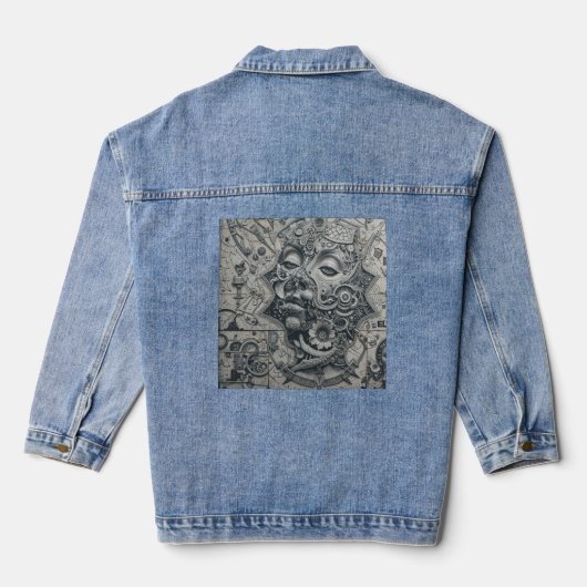 Grijs surrealisme denim jacket (Achterkant)