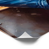 Grijs Tabby Cat Rock Star Gitaar spelen Perfect Poster (Hoek)