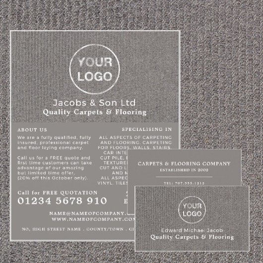 Grijs tapijt, tapijtlaag, Fitter Adverteren Flyer