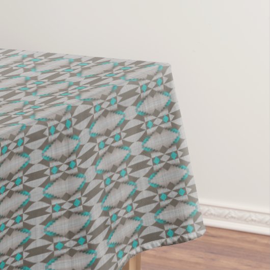 Grijs Taupe Aqua Turquoise Blauwgroen Blauw Tribal Tafelkleed (Voorbeeld)