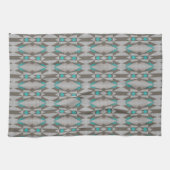 Grijs Taupe Aqua Turquoise Blauwgroen Blauw Tribal Theedoek (Horizontaal)