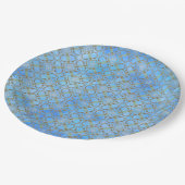 Grijs, Taupe, blauw, groen diamantpatroon met schu Papieren Bordje (Gekanteld)