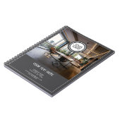 Grijs Toevoegen Logo Custom Text Company Foto Notitieboek (Linkerzijde)