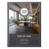 Grijs Toevoegen Logo Custom Text Company Foto Notitieboek (Voorkant)
