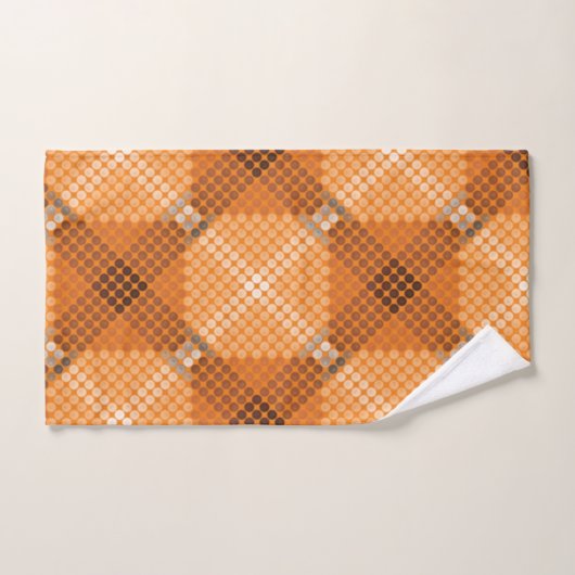 Grijs tot bruine cirkels boven sinaasappel, waarbi bad handdoek (Handdoek)