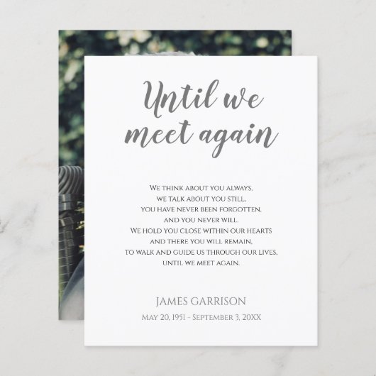 Grijs tot we elkaar weer herdenkingsgedicht met fo (Voorkant / Achterkant)