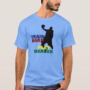 Grijs Train Hard Spelen Harder Basketbal T-shirt