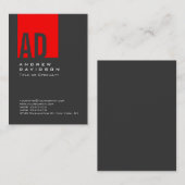 Grijs Trend Red Stripe Monogram White Visitekaartj Visitekaartje (Voorkant / Achterkant)