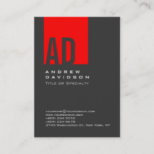 Grijs Trend Red Stripe Monogram White Visitekaartj Visitekaartje
