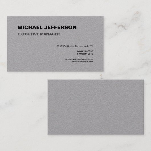 Grijs Trendy Modern Elegant Simple Visitekaartje (Voorkant / Achterkant)
