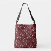 Grijs Trombone Crosshatch Patroon Crossbody Tas (Achterkant)