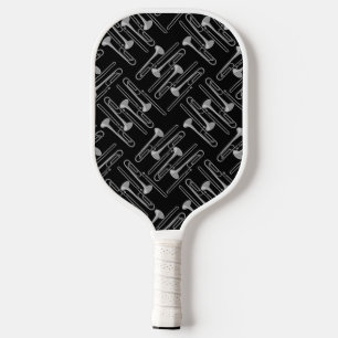Grijs Trombone Crosshatch Patroon Pickleball Paddle