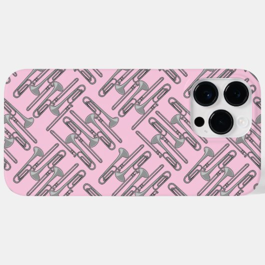 Grijs Trombone Crosshatch Roze Patroon Case-Mate iPhone Case (Achterkant (horizontaal))
