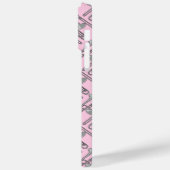 Grijs Trombone Crosshatch Roze Patroon Case-Mate iPhone Case (Achterkant / Links)