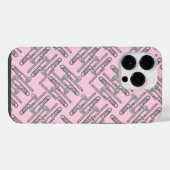 Grijs Trombone Crosshatch Roze Patroon iPhone Hoesje (Achterkant horizontaal)