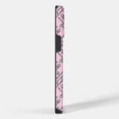 Grijs Trombone Crosshatch Roze Patroon iPhone Hoesje (Rechterkant)