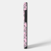 Grijs Trombone Crosshatch Roze Patroon iPhone Hoesje (Linkerkant)