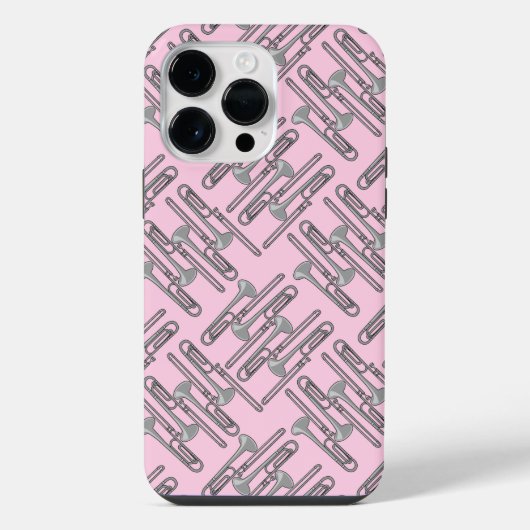 Grijs Trombone Crosshatch Roze Patroon iPhone Hoesje (Achterkant)