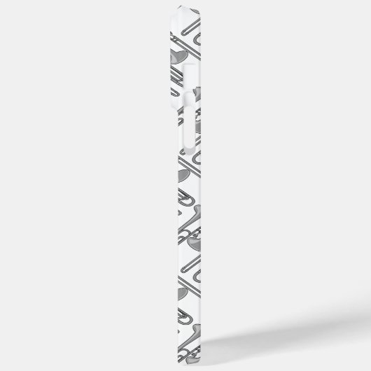 Grijs Trombone Crosshatch Wit Patroon Case-Mate iPhone Case (Achterkant / Links)