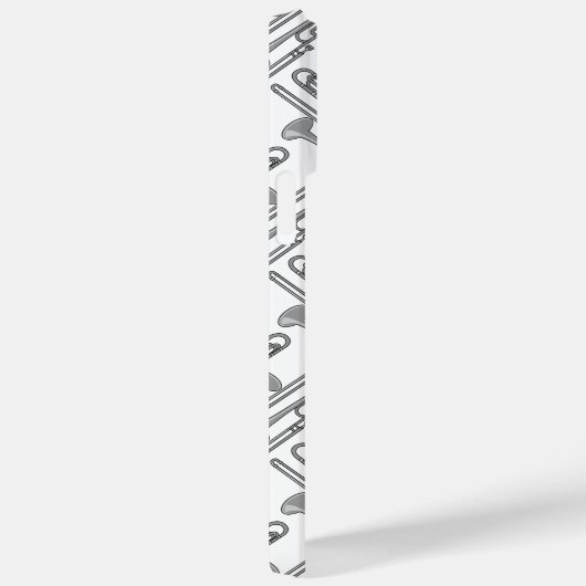 Grijs Trombone Crosshatch Wit Patroon Case-Mate iPhone Case (Achterkant / Rechts)