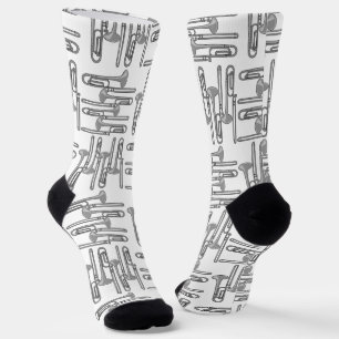 Grijs Trombone Crosshatch Wit Patroon Sokken