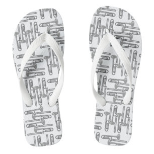 Grijs Trombone Crosshatch Wit Patroon Teenslippers