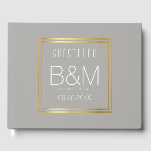 Grijs trouwboek, gastenboek voor een chique evenem (Voorkant)