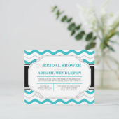 Grijs & Turquoise Chevron Bridal Shower Uitnodigin Kaart (Staand voorkant)