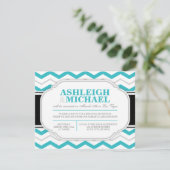 Grijs & Turquoise Chevron Bruiloftsontvangst Allee Kaart (Staand voorkant)