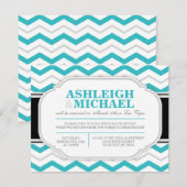 Grijs & Turquoise Chevron Bruiloftsontvangst Allee Kaart (Voorkant / Achterkant)