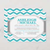 Grijs & Turquoise Chevron Bruiloftsontvangst Allee Kaart (Voorkant / Achterkant)