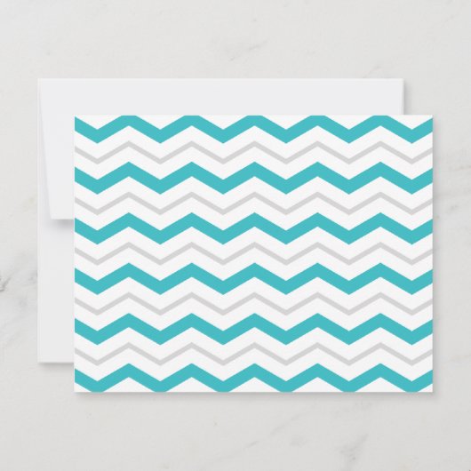Grijs & Turquoise Chevron Trouwfeest ONLY Kaart (Achterkant)