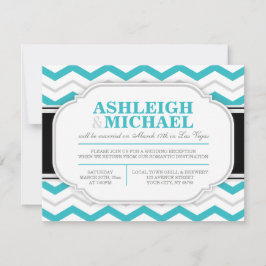 Grijs & Turquoise Chevron Trouwreceptie ALLEEN Kaart
