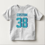 Grijs & turquoise peuter | Sporttrui ontwerp Kinder Shirts<br><div class="desc">Grijs & turquoise peuter | Sporttrui Design · Football trui peuter T-shirt</div>