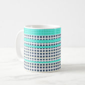 Grijs turquoise ruit koffiemok (Voorkant links)