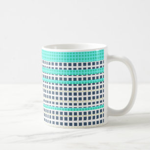 Grijs turquoise ruit koffiemok