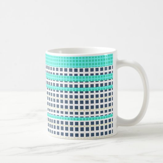 Grijs turquoise ruit koffiemok (Rechts)