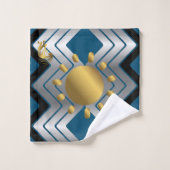 Grijs Turquoise Zuidwest goud Kokopelli Bad Handdoek (Wasdoekje)