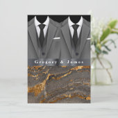 Grijs Tuxedos Wit Zakdoek Goud Zwart Marmer Kaart (Staand voorkant)