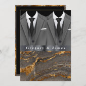 Grijs Tuxedos Wit Zakdoek Goud Zwart Marmer Kaart (Voorkant / Achterkant)