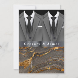 Grijs Tuxedos Wit Zakdoek Goud Zwart Marmer Kaart